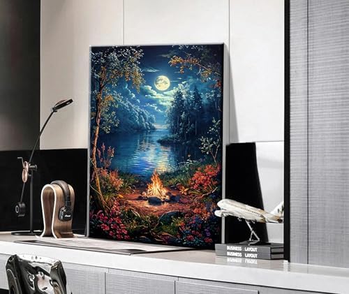 JOOZ Landscape Paint by Numbers Kit for Adults Beginner with Easel Moon Paint by Number on Canvas with Frame DIY Acrylic Painting for Ideal Gift Home Wall Decor 7.87x11.81 Inch - Image 5