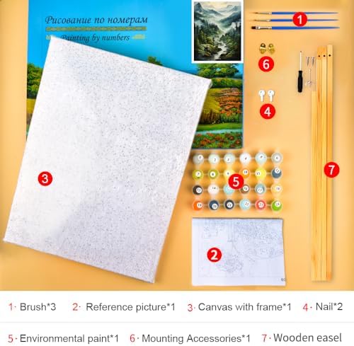 TUMOVO DIY Framed Paint by Numbers for Adults Forest Landscape, Acrylic Paint Kit, 16"x20" - Image 6