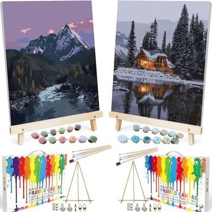 BAISITE Paint by Numbers Kit for Adults,8" Wx12 L 2 Pack Canvas for Painting Kits for Adults in Colorful Box 219220 Already Framed by PaintbyNumbersKitsforAdults