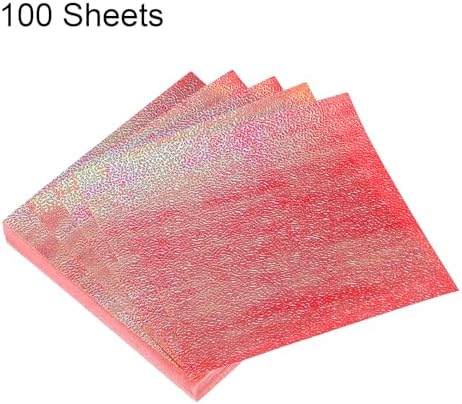 MECCANIXITY 100 Sheet Glitter Origami Paper 4x4 Inch Shiny Sparkly Square Folding Sheet 10x10cm Iridescent Paper for DIY Art, Craft Decor, Red - Image 3
