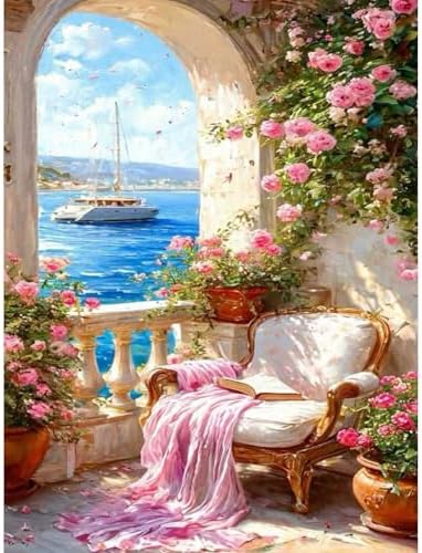 YarnMate Scenery Paint by Numbers for Adults,Resting by Lake Paint by Number for Adults Beginner,Easy Acrylic Paint by Number on Canvas for Relax and Home Wall Decor 16X20 Inch (Without Frame) by YarnMate