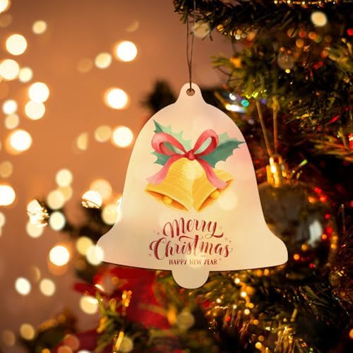 Large Size 7 inch Wooden Christmas Ornaments to Paint 10PCS, DIY Blank Bell Cutouts Unfinished Wood Ornament for Crafts Hanging Christmas Decorations, Wood Discs Ornament for Home Autumn Winter - Image 4
