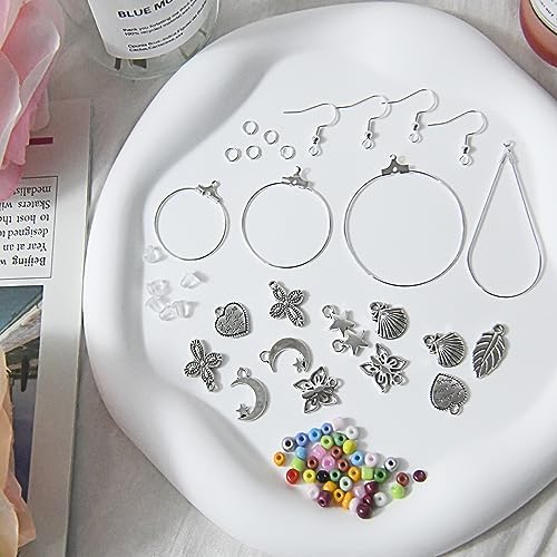 XKCWXY 755Pcs Beading Hoop Earrings for Jewelry Making,with Earring Finding Teardrop Round Beading Hoop,Earring Hooks and Backs,Jump Rings, Silver Earring Charms,Pony Beads for DIY Jewelry Craft - Image 4