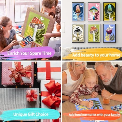 YALKIN Paint by Numbers for Adults and Kids Beginner, Painting by Number Kits On Canvas,Without Frame DIY Color Oil Painting Acrylic Paints,Home Wall Decor（6 Pack 8x12 in） - Image 7