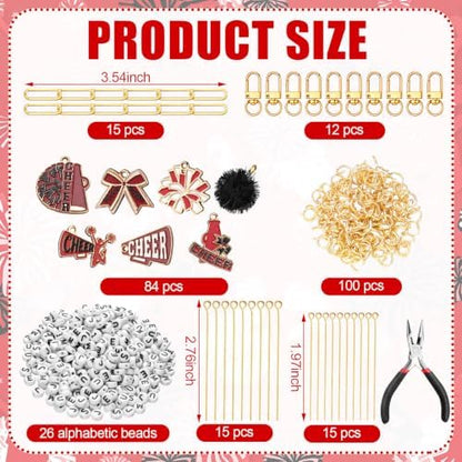 Nosiny 530 Pcs DIY Cheer Charms Keychain Making Kit - Image 2