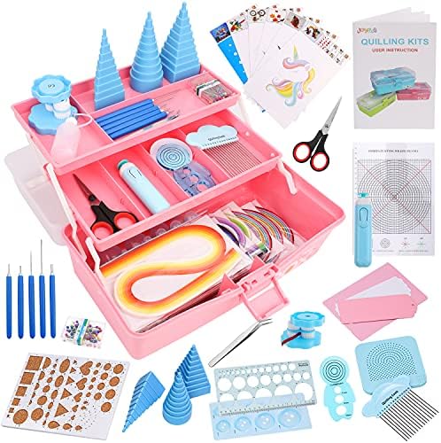 JoyPlus Quilling Kits for Beginners with Manual, 24 Tools & Supplies with Durable Storage Box, Updated Paper Crimper Tool, Premium Husking Board & Electronic Pen Pink by JoyPlus-Createsgratificationforthelife