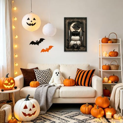 NAIMOER Halloween Night Paint by Numbers Kits for Adults Beginner with Wooden Framed, Pumpkins Color by Numbers on Canvas Painting Kits for Adults, Easy Paint DIY Acrylic for Home Wall Decor 8X12 Inch - Image 3