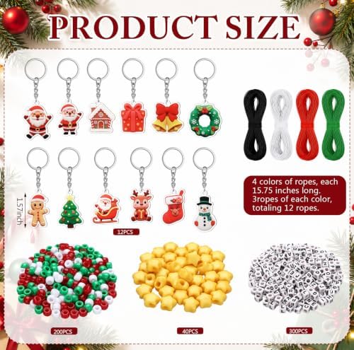 Landical 564 Pcs Christmas Keychain Making Kit DIY Name Bead Craft Colorful - Image 2
