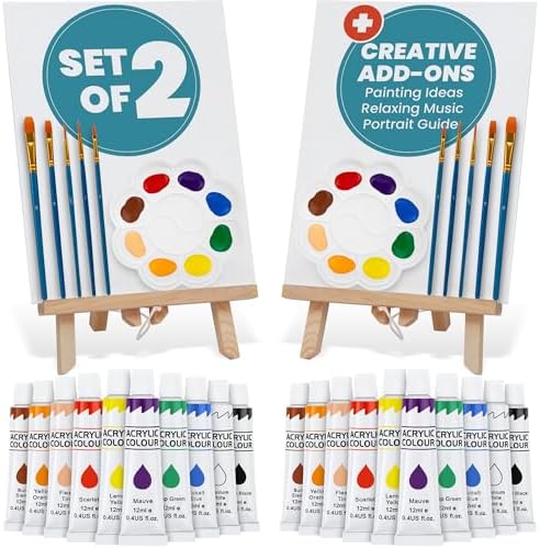2 Painting Kits for Couples' Date Night, Sip and Paint Kit for Adults by CraftyCrocodile