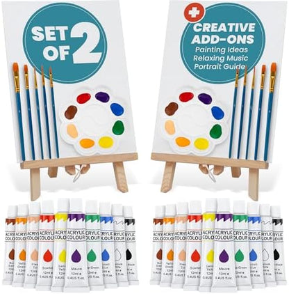 2 Painting Kits for Couples' Date Night, Sip and Paint Kit for Adults by CraftyCrocodile