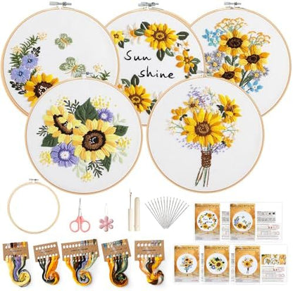 wtisan 5 Pack Embroidery kit for Beginners Adults DIY Starter Kit by wtisan