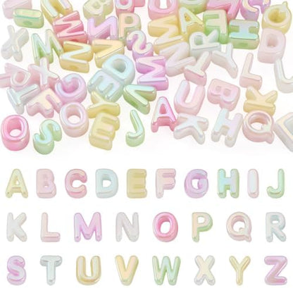 FASHEWELRY 52Pcs Iridescent Clear Large Letter Alphabet Beads for Keychains by FASHEWELRY