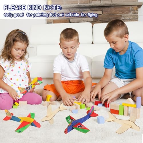BAPHILE 12 Pack DIY Wood Planes，Mini Airplane Paint and Decorate Wooden Airplane Craft Kits with Decorate Tools for Kids School Craft Decor Projects - Image 7
