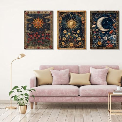 3 pack Sun Moon Stars Paint by Numbers Kit for Adults Beginner 16x12 Inch - Image 3