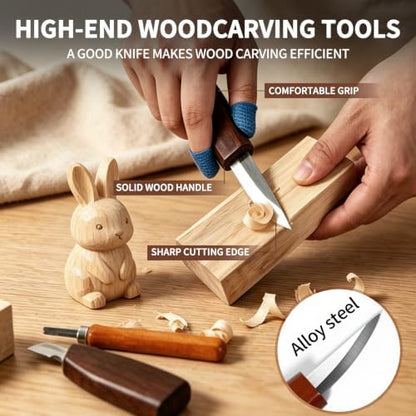 Wood Carving Kit Whittling Kit: Wood Carving Knife Tools with Leather Case - Image 4