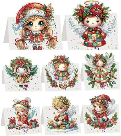 jinglinhh 8pcs Diamond Art Painting Christmas Angel Greeting Cards with Envelopes, DIY Card Making Kits for Adults, Diamond Art Postcards Christmas Cards Craft Gifts by Unknown