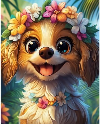 Natuyalo Paint by Numbers Kits for Adults Beginner Animal, Flowers and Dog DIY Art Crafts Kits on Canvas, 3 Brushes and Acrylic Paint for Home Wall Decor 16x20 inch (Without Frame) by Natuyalo