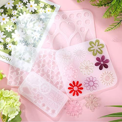 Patelai 4 Pcs Resin Earring Molds for Jewelry Making Kit,Flower Leaf - Image 4