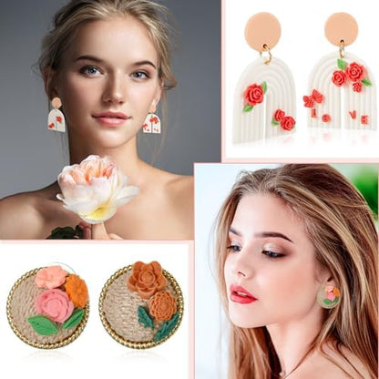 Zeyune 16 Pcs Summer Small Flower Polymer Clay Molds, Mini 3D Silicone Resin Casting Molds for Earring Making Jewelry DIY, Includes Alphabet, Flower, Heart and Bow Shapes(Daisy & Leaf) - Image 6