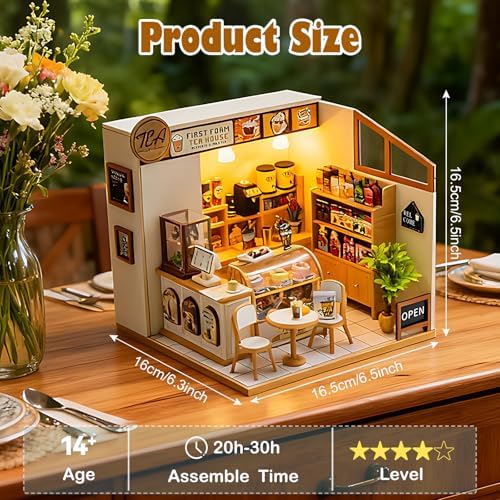 DIY Miniature House Kit, Mini House Building kit for Adults, Tea House - Image 2