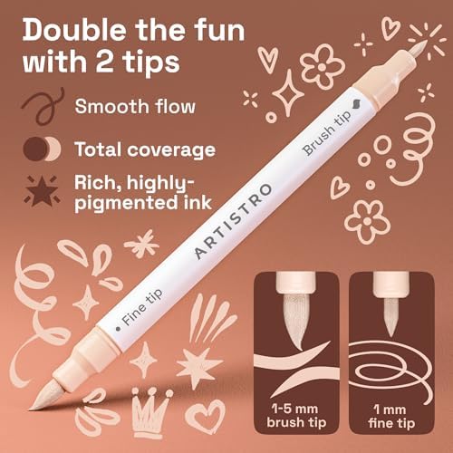 ARTISTRO 12 Skin Tones Dual-Tip Acrylic Paint Marker Pens for Drawing - Image 3