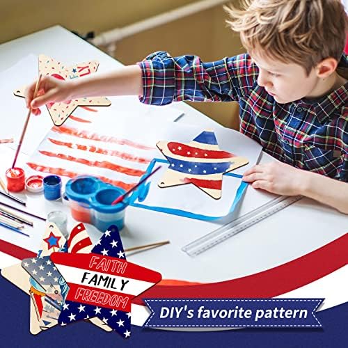 Large Size 7" Wooden Star Ornaments to Paint, DIY Blank Unfinished Wood Ornament for Crafts Hanging Decorations,Halloween Christmas Thanksgiving Flag Day Decorations Gifts - Image 6