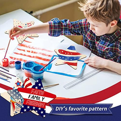 Large Size 7" Wooden Star Ornaments to Paint, DIY Blank Unfinished Wood Ornament for Crafts Hanging Decorations,Halloween Christmas Thanksgiving Flag Day Decorations Gifts - Image 6