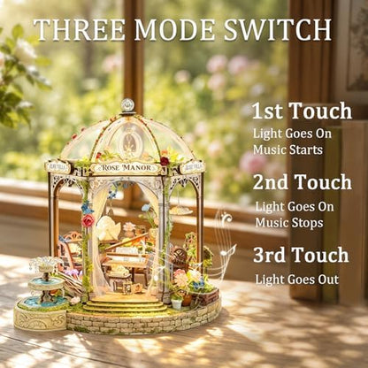 Rose Manor Wooden DIY Miniature House Kit with Music & Lights - Image 4