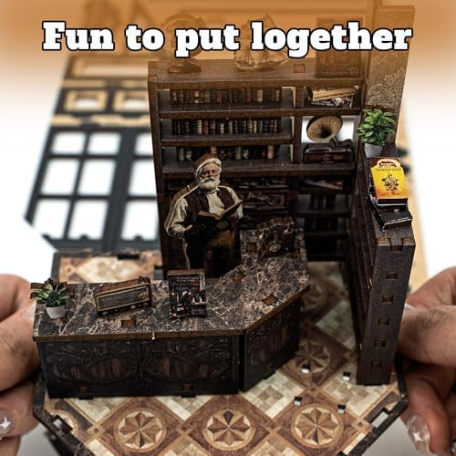 Book Nook Kit, DIY Miniature House Kit with Led Light for Adult and Teens, 3D Wooden Puzzles Book Nook, Tiny House, Gifts for Family and Friends (with Assembly Manual) - Image 5