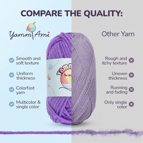YammiAmi 1,800 Yards Beginner Crochet Kit for Adults – 84 Pc Amigurumi Crochet Kit for Starters with 50 Skeins Yarn, Accessories Set, Ergonomic Hooks, Instruction Book to Learn Crocheting - Image 4
