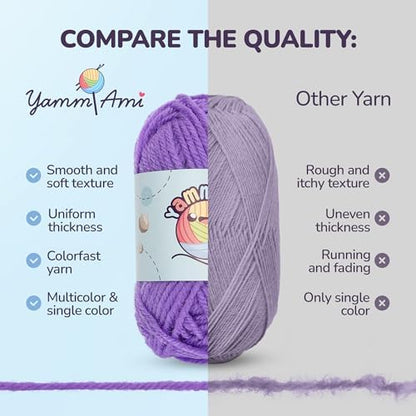 YammiAmi 1,800 Yards Beginner Crochet Kit for Adults – 84 Pc Amigurumi Crochet Kit for Starters with 50 Skeins Yarn, Accessories Set, Ergonomic Hooks, Instruction Book to Learn Crocheting - Image 4
