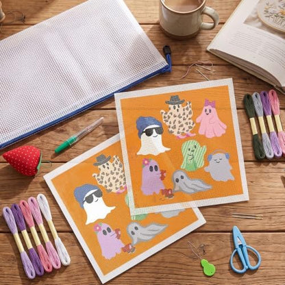 XunYee Needlepoint Canvas Kit, Halloween Ghost Party - Image 6