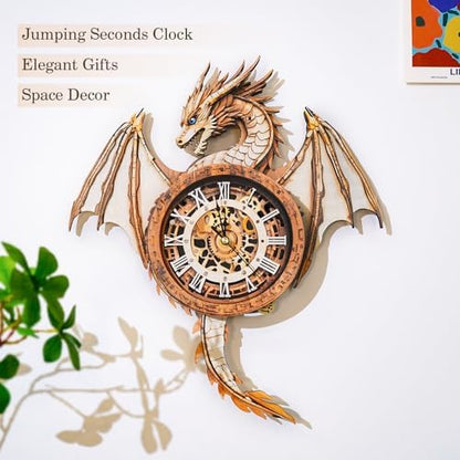 3D Wooden Puzzles for Adults – Dragon Clock 3D Puzzles Art and Craft Kits, Unique Shape Wood Clock for Adults, Handmade Model Building Kit DIY Hobbies, Gifts for Family, Wall Art Home Decor - Image 6