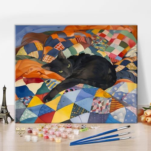 TUMOVO Paint by Numbers Kit for Adults Beginner Black Cat Art Painting by TUMOVO