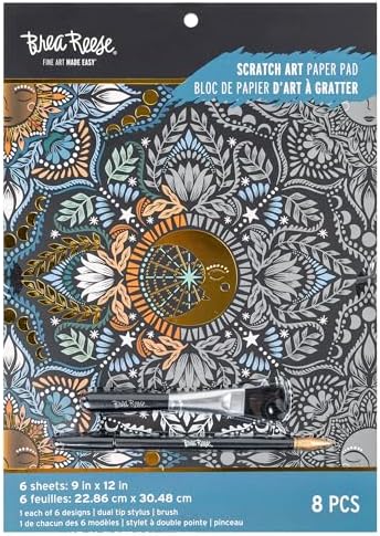 Brea Reese Scratch Art Paper Pad - Moon & Sun Metallic Adult Craft Kit by BreaReese
