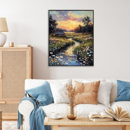 Paint by Numbers Kit for Adults, Sunset Cottage Number Painting Canvas Kit - Image 2