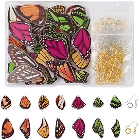 FASHEWELRY 56Pcs Acrylic Butterfly Wings Charms Fairy Wings Earring Charms Dragonfly Wings Pendants with 120Pcs Earring Hooks & Jump Rings for Crafts Jewelry Making - Image 6