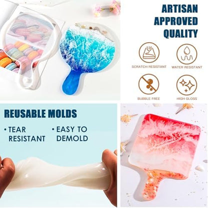 Teexpert Epoxy Resin Kit for Beginners, Resin Kit with Coaster Molds, Silicone Molds Kit, Pigments, Crystal Clear Art Resin, Casting & Coating for DIY Coasters 16 FL.OZ - Image 6