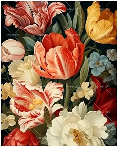 TAOPAOLAB Floral Paint by Numbers Kit for Adults - DIY Colorful Flower Bouquet Painting on Canvas 16x20 Inches, Acrylic Paint Set, Suitable for Beginners, Botanical Art for Home Decoration or Gifts by Unknown