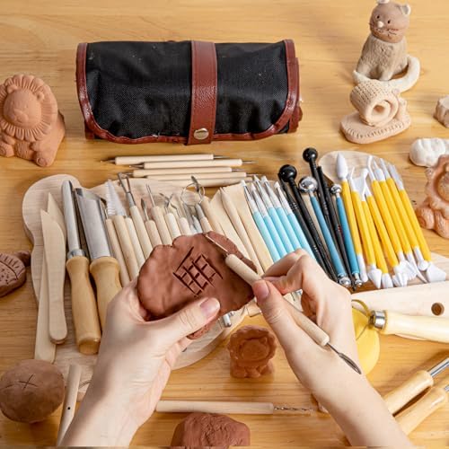 UUSYCUN 52PCS Pottery Tools for Sculpting, Ceramics Clay Tools for Pottery Kiln, Pottery Wheel, Trimming, Carving, Modeling, Beginners, Polymer Clay, Air Dry Clay, Pros, Adults, Crafting Supplies - Image 2