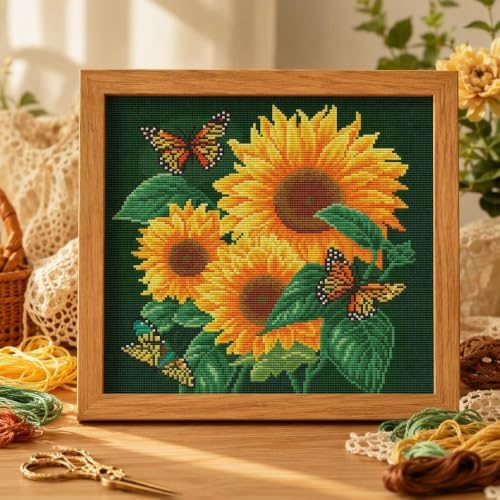 WUSARPLY Sunflowers Stamped Cross Stitch Kits for Beginners Adults - Image 2