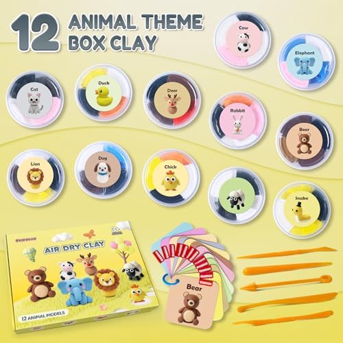 Air Dry Clay Kit for Kids, Animal Modeling Clay, DIY Model Magic with Sculpting Tools and Tutorial Cards - Image 2