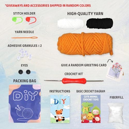 YAMAXIN Fox Crochet Kit for Beginners-Fox Animal Easy Learn to Starter Amigurumi Knitting Kit and Yarn Craft Kits for Adults DIY with Step-by-Step Video Tutorials - Image 3