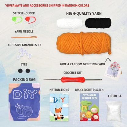 YAMAXIN Fox Crochet Kit for Beginners-Fox Animal Easy Learn to Starter Amigurumi Knitting Kit and Yarn Craft Kits for Adults DIY with Step-by-Step Video Tutorials - Image 3