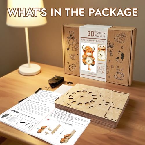 3D Puzzles for Adults Highland Cow Puzzle Clock Adult Crafts - Image 6