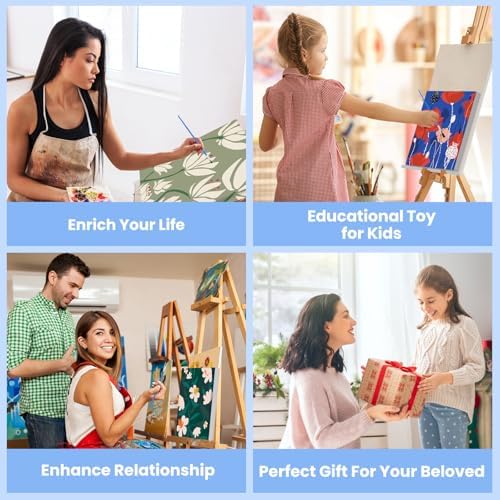 Bowetile 6 Pack Paint by Numbers for Adults Beginners Framed, Flowers Adults' Paint-by-Number Kits, Easy Adult Paint by Number Kits on Canvas, Acrylic Number Painting for Home Decor, 8x8in - Image 5