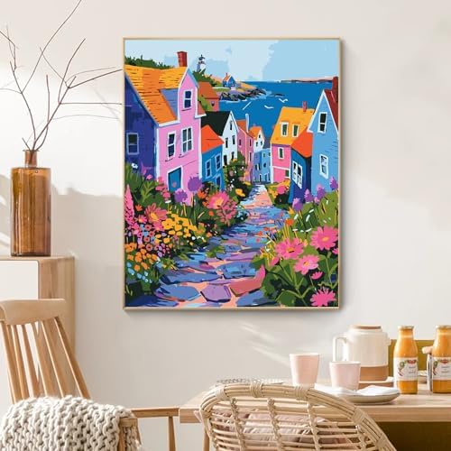 PRASIO Paint by Numbers Kit for Adults Beginner, Landscape Easy Adult Paint by Number Kits on Canvas, DIY Acrylic Watercolor Oil Paint by Number for Adults for Home Decor Gift 16x20 Inch - Image 7