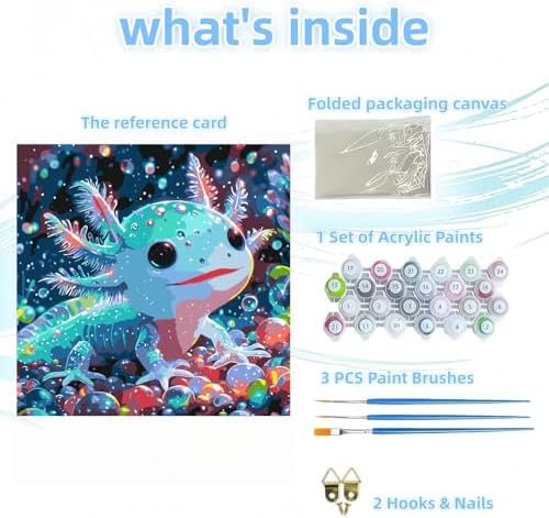 DOTSTART Paint by Numbers Kit for Adults,Glittering Axolotl Paint by Number for Adults,Acrylic Adults' Paint-by-Number Kits, Easy Paint by Number Adult Canvas for Home Wall Art Decor, 15.8 X 15.8 inch - Image 6