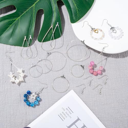 OIIKI 700pcs Hypoallergenic Earring Making Kit - Silver Plated Hooks, Beading Hoops, Clear Rubber Backs, Jump Rings - Image 3