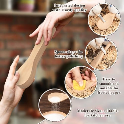 12Pcs Basswood Carving Blocks for Spoon Carving - Premium Unfinished Wood Blanks for Whittling Kit, Soft Wood for Carving, Hobby Craft Supplies for Beginners, Kids & Adults (Spoon Blank Set) - Image 2